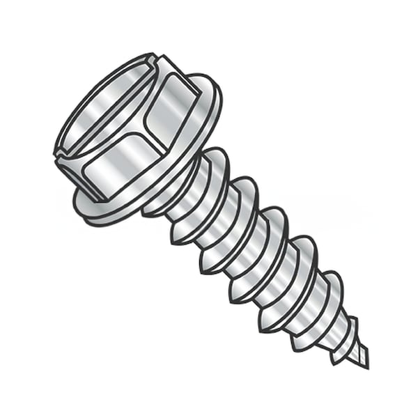 Usa Industrials Self-Drilling Screw, #8-15 x 1 in, Plain 18-8 Stainless Steel Flange Hex Head Slotted Drive BULK-SCRW-14096 - main